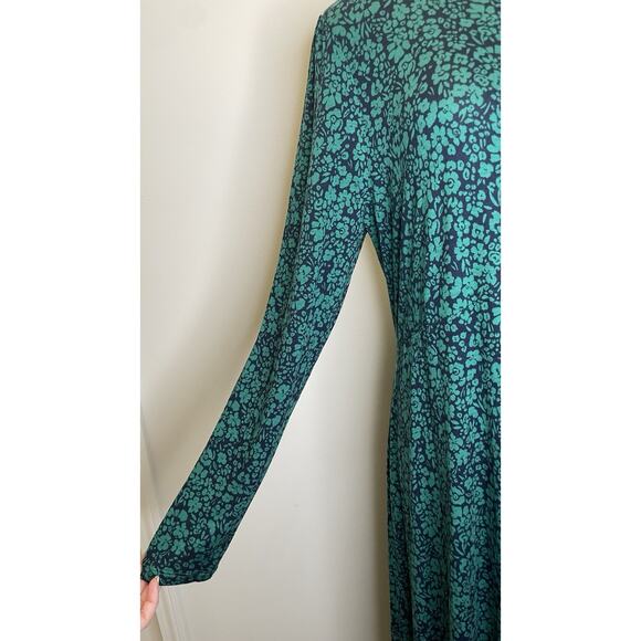 NWT Boden Jersey Midi Dress Floral Modest Cottagecore Blue Green Women's US 12L - Picture 5 of 15